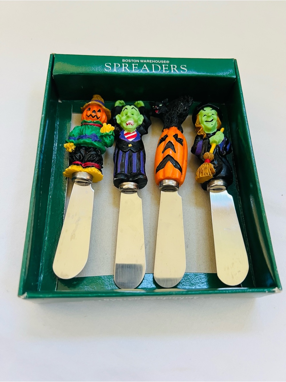 Boston Warehouse Spreaders Butter Cheese Halloween 4 Witch Vampire Pumpkin VTG